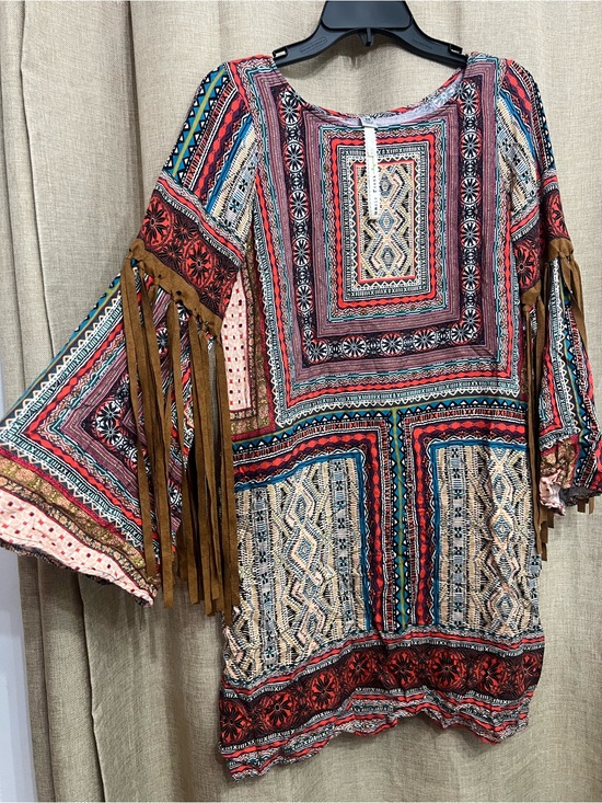 Uncle Frank Dresses & Skirts - Uncle Frank by Anthropologie Geometric Embroidered dress with Red&Teal Accentst